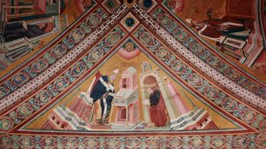 Kirkon tohtorit: Saint Ambrose (fresko tekijältä Giotto (c.1266 1337)
