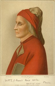 Dante Alighieri (noin 1265-1321), italialainen runoilija (kromoliittinen) tekijältä Giotto di Bondone