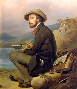 Giuseppe Mazzan (1817-1884) maalari, ehkä Giovanni Carnovalin muotokuva, öljytaulu, 28x23 cm