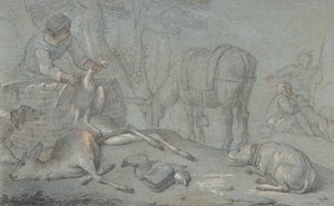 Hunters with Dead Game in a Landscape, 1600-1800. tekijältä Giovanni Agostino Cassana