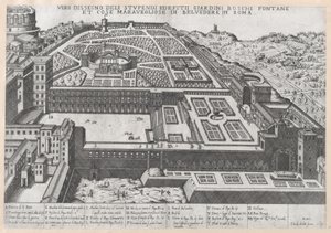 Roomalaisen loiston peili: Ilmakuva Belvederestä ja sen puutarhoista, 1579, 1579. tekijältä Giovanni Ambrogio Brambilla.