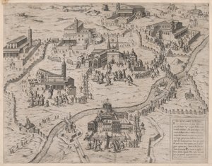 Rooman loiston peili: Rooman seitsemän kirkkoa Le Sette Chiese di Roma, 1575, 1575. tekijältä Giovanni Ambrogio Brambilla.