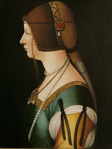 Bianca Maria Sforza, keisarinna, keisari Maximilian I:n toinen vaimo (maalaus puulle)