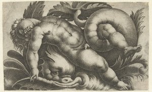 Nukkuva putto delfiinin päällä Putti merieläimillä (sarjan nimi)