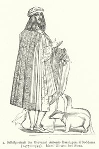 Italian renessanssitaiteilijan Il Sodoman (Giovanni Antonio Bazzi) omakuva (kaiverrus) tekijältä Giovanni Antonio Bazzi (after) Sodoma