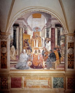 Benedictus erotti kaksi nunnaa ja vapauttaa heidät heidän kuolemansa jälkeen Antonio Bazzi dit il Sodoman (1477 - 1549) luostarin freskon, joka kertoo Benedict of Nursialaisen (480 - 567) Benediktiiniritarikunnan perustajan 1503 - Ab 1508 elämästä.