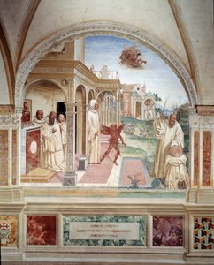 Benoit vapauttaa demonin hallitseman munkin (pyhä Benedictus vapauttaa paholaisen riivaaman miehen) Antonio Bazzi dit il Sodoman (1477 - 1549) luomasta freskosta, joka kertoo pyhän Benedict of Nursielaisen (480 - 567) perustajan elämästä. Benedictin ritari tekijältä Giovanni Antonio Bazzi Sodoma