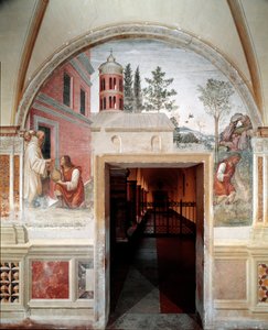 Kuinka Benedict muuttuu viinikäärmeeksi, jonka palvelija kätki hänelle Yksityiskohta – Antonio Bazzi dit il Sodoman (1477 - 1549) tekemä fresko kloosterista, joka kertoo Benedictin ritarikunnan perustajan Pyhän Benedict of Nursie (480 - 567) elämästä 1503  tekijältä Giovanni Antonio Bazzi Sodoma