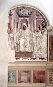 Pyhä Benedictus antaa säännön munkeille (Benediktus antaa säännön munkeille) Antonio Bazzi dit il Sodoman (1477 - 1549) luostarin fresko, joka kertoo ritarikunnan perustajan Pyhän Benedictus Nursielaisen (480 - 567) elämästä benediktiiniläisten 1503 tekijältä Giovanni Antonio Bazzi Sodoma