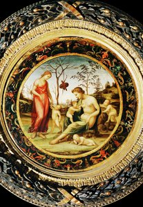 Venus terrestre Eroksen kanssa ja Venus celeste Anteroksen ja kahden kuppiksen kanssa ... tekijältä Giovanni Antonio Bazzi Sodoma