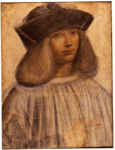 Muotokuva Francesco Melzistä (v. 1491-1570) italialainen taidemaalari, Leonard de Vincin oppilas ja seuralainen (rakastaja) (piirustus)