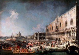 Ranskan suurlähettilään saapuminen Venetsiaan, 1725-1726. tekijältä Giovanni Antonio Canal