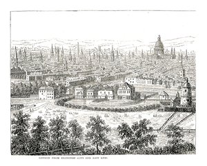 Lontooseen Islington Citystä ja East Endistä. Canalettin kuvasta, julkaistu 1753 tekijältä Giovanni Antonio Canal