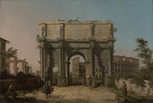 Näkymä Konstantinuksen kaari ja Colosseum, 1742-5. tekijältä Giovanni Antonio Canal
