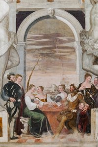 Korttipeli, pääsali, n. 1570 (fresko) tekijältä Giovanni Antonio Fasolo