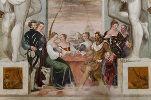 Korttipeli, pääsali, n. 1570 (fresko)
