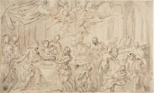 Salome Pyhän Johannes Kastajan pään kanssa Herodeksen edessä tekijältä Giovanni Antonio Pellegrini