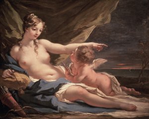 Venus ja Cupid (öljy kankaalle)