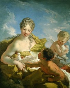 Venus ja Cupid (öljy kankaalle) tekijältä Giovanni Antonio Pellegrini