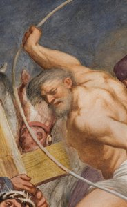 Keskilaivo, toinen eteläjänne, Jeesus putoaa ristin alle, Il Pordenone tekijältä Giovanni Antonio Pordenone