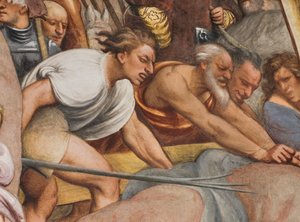Keskilaivo, toinen eteläjänne, Jeesus putoaa ristin alle, Il Pordenone tekijältä Giovanni Antonio Pordenone