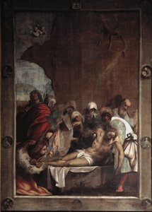 La deposition du christ (kristuksen laskeutuminen) Giovanni Antonio de Sacchisin maalaus nimeltä il Pordenone (1484-1539) 1529-1530 Aurinko 391x291 cm Cortemaggiore (Piacenza), Chiesa dell Annunziata Italia