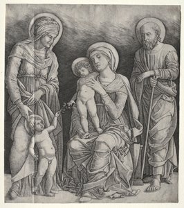 Pyhä perhe Pyhän Elisabetin ja lapsen Pyhän Johannes Kastajan kanssa tekijältä Giovanni Antonio da Brescia