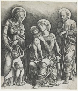 Pyhä perhe ja Johannes-lapsi, noin 1495-1505 (kaiverrus).