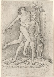 Hercules ja Antaeus tekijältä Giovanni Antonio da Brescia, after Andrea Mantegna