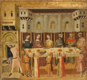 Herodeksen juhla ja kastajan pään mestaus, n. 1330-35.