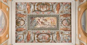 Apollon ajaa auringon vaunut, Apollo Loggia, n. 1560 (fresko) tekijältä Giovanni Battista and Cambiaso Luca Castello