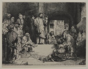 Kristus saarnaa (La Petite tombe), n.1652 (etsaus, kuivaneula ja burin, painopaperi, kiinnitetty painopaperille). tekijältä Giovanni Battista Tiepolo
