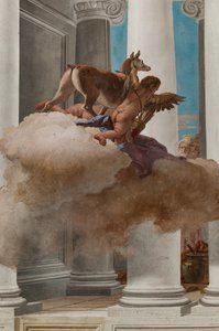 Palazzina (pieni rakennus), eteinen: "Iphigenian uhri", yksityiskohta Artemiksen Iphigenian tilalle lähettämästä hirvenestä tekijältä Giovanni Battista Tiepolo