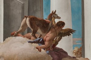 Palazzina (pieni rakennus), eteinen: "Iphigenian uhri", yksityiskohta Artemiksen Iphigenian tilalle lähettämästä hirvenestä tekijältä Giovanni Battista Tiepolo