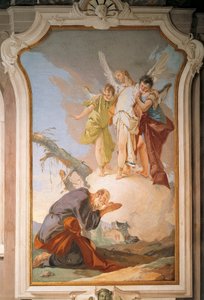 Abraham ja enkelit, Giovanni Battista Tiepolo (1696-1770), fresko, patriarkaalinen palatsi, vierassali, Udine tekijältä Giovanni Battista Tiepolo