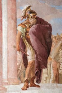 Yksityiskohta Agamemnonista, teoksesta Minerva, joka hillitsee Akhilleusta tappamasta Agamemnonin, Iliadin huoneesta Palazzinassa