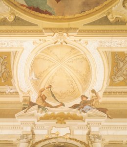 Yksityiskohta freskoista juhlasalin katossa, Villa Pisani, Stra, Venetsia, Giambattista Tiepolo (1696-1770) tekijältä Giovanni Battista Tiepolo