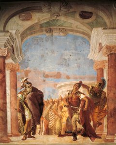 Minerva estää Akhilleusta tappamasta Agamemnonia, Giambattista Tiepolo (1696-1770), fresko, Iliad-huone, Villa Valmarana 