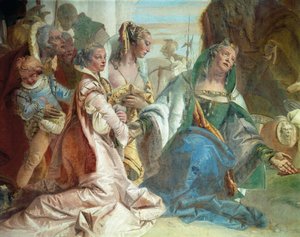 Darius III Codomanin perhe, yksityiskohta Scipio Africanuksen ja Aleksanteri Suuren Gloriesista tekijältä Giovanni Battista Tiepolo