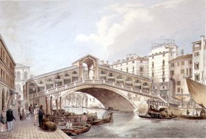 Ponte di Rialto, Venetsia, kaiverrus Lefevre (litho) tekijältä Giovanni Battista (after) Cecchini