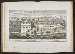 "Perspektiivi Giardino dell Excellentis Signor Duca Mattei alla Navicellasta Monte Celiossa, Roomassa" tekijältä Giovanni Battista (after) Falda