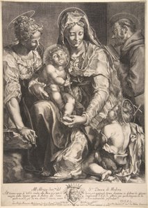Neitsyt ja lapsi Pyhän Katariinan, Franciscus Assisilaisen ja Johannes Kastajan kanssa, 1600-luvun puoliväli.