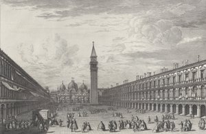 Piazza San Marco katselee kohti basilikaa ja Campanilea, 1763, 1763.