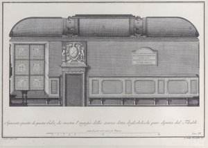 Levy 4: poikkileikkaus Bolognan instituutin salista, sisäänkäynti r..., 1756.