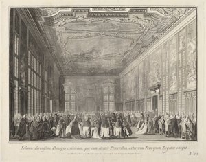 Doge viihdyttää ulkomaisia lähettiläitä juhlissa, 17631766.
