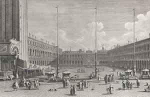 Näkymä Piazza San Marcolle, jossa San Geminianon kirkko toisessa päässä ja hahmoja ja..., 1763.