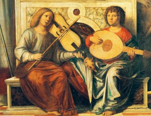 Kerubit soittavat soittimia tekijältä Giovanni Battista Cima da Conegliano