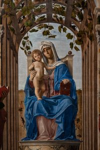 Valtaistuimella Madonna Jeesus-lapsen kanssa pyhien Jaakobin ja Hieromuksen välillä, yksityiskohta tekijältä Giovanni Battista Cima da Conegliano