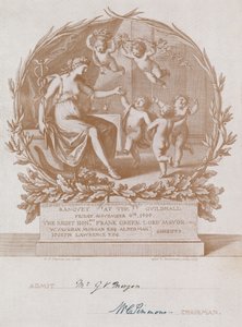 Kutsu juhlaan Lontoon Guildhallissa 9. marraskuuta 1900 tekijältä Giovanni Battista Cipriani