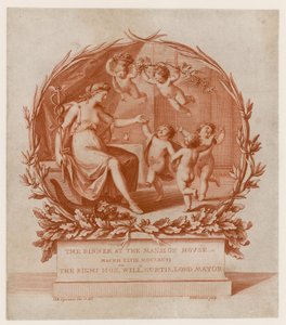 Kutsu illalliselle Mansion Houseen Lontoossa 28. maaliskuuta 1796 (kaiverrus) tekijältä Giovanni Battista Cipriani